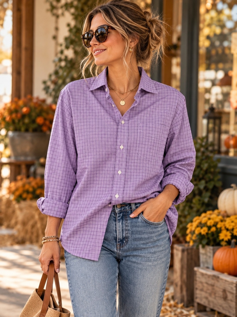Ralph Lauren Lavender Plaid Button-Down Shirt